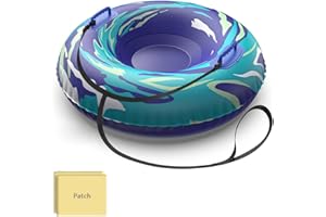UOLUUK Snow Tube with Towable Tow Rope, 2 Person Heavy Duty Inflatable Sled for Kids & Adults Premium Abrasion-Resistant Thickened Bottom Sledding Tubes for Winter Outdoors Double Patch Kit Included