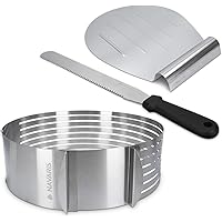 Navaris Torten Set 3tlg. aus Edelstahl - Tortenheber Tortenschneider Schneidhilfe für Tortenboden - Kuchen Boden Heber…