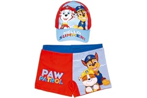 REQUETEGUAY URBAN RU Bañador Patrulla Canina para Niños + Gorra Paw Patrol | Pack de Bañador y Gorra Patrulla Canina | Bañador Tipo Bóxer para Playa o Piscina + Gorra Ajustable de Paw Patrol