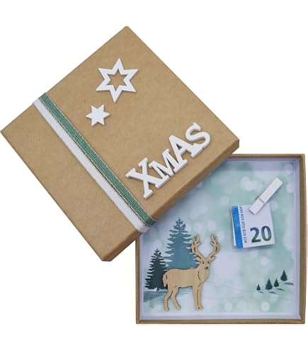 Cholemy 120 Weihnachtsgeld-Geschenkkartenhüllen Aus Kraftpapier – 10,2x14,5 Cm Mit 8 Motiven