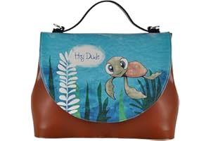 DOGO Femme Cuir Vegan Brun Sac à Main - Caretta-Hey Dude Motif