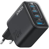 Anker Zolo 70W USB-C Şarj Cihazı, 4 Bağlantı Noktalı G&uuml;&ccedil; Adapt&ouml;r&uuml;, Ultra Hızlı, Kompakt ve Sağlam, Siyah - A121C