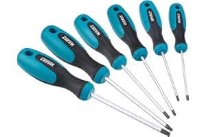 HAZET Schraubendreher-Satz 810T/6 I 6-teilig mit rutschfestem 3-Komponenten-Griff, hohe Kraftübertragung I mattverchromte Oberfläche, Klingenspitze hochpräzise und brüniert I Torx-Profil T10 - T30