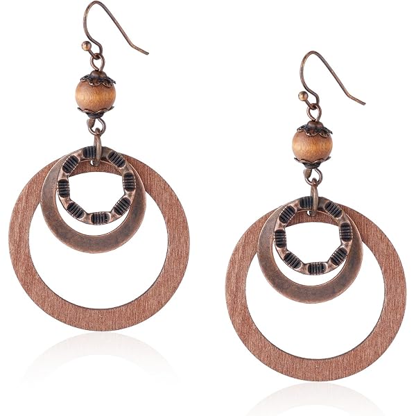 12 Paires Boucles D'Oreilles Pendantes Africaines En Bois - Bijoux Fantaisie Légères Pour Femmes Et Filles