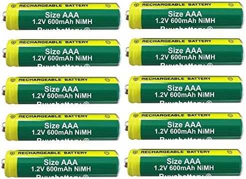 BuyaBattery AAA 1.2v 600mAh NiMH Rechargeable Solar Light Batteries for Outdoor Garden Solar Lights (10 Pack)