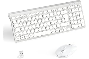 LeadsaiL Tastiera e Mouse Wireless, Ergonomica Kit Mouse e Tastiera USB Senza Fili, Silenziosa, Tastierino Numerico, 1600DPI, Layout QWERTY per Computer, Desktop-Argento