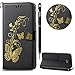 Produktbild WIWJ Schutzhülle für Samsung Galaxy A7 2017 Handyhülle Leather Case für Galaxy A7 2017 Hülle Lederhülle [Heißprägen Prägung Schmetterlinge Ledertasche]Hülle für Samsung Galaxy A7 2017-Schwarz