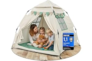 NeClero Spielzelt Kinder Indoor mit Bodenmatte & Tragetasche [Schneller Aufbau/Abbau] Maschinenwaschbar schadstofffrei Tippi Kinderzelt Indoor Outdoor Spielhaus Zelt Kinderzimmer Tipi Zelt für Kinder