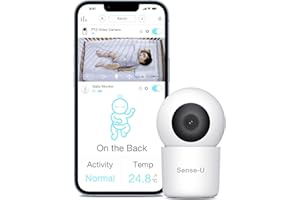 Sense-U Smart 2K Video Baby Monitor, Pan/Tilt, Person/Baby Crying/Motion Detection, 2-Way Talk, Night Vision, Background Audio, No Monthly Fee (Compatible with Smart Baby Monitor)