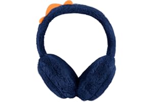 TINAYAUE Dinosaur Kids Earmuffs - Fuzzy Cute Animal Warm Ear Covers, Foldable Winter Cartoon Faux Fur Ear Muffs for Boys Girls Teens Students Cycling Skiing Riding School