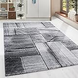 Knoten: 320.000 Point je m2 HomebyHome Moderner Design Holzstrucktur Guenstige Teppich Kurzflor Schwarz Grau meliert 5 Groessen Wohnzimmer Gästezimmer, Flur, Schlafzimmerm, Kueche, Läufer, Größe:120x170 cm