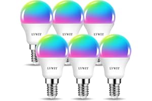 LVWIT 4.9W Ampoule Connectée E14, Smart G45 Ampoule LED Avec WIFI 470LM, Compatible avec Alexa et Google Assistant, Remplace 40W Ampoule Incandescent, Lot de 6