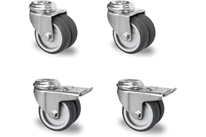 BDLLMDES Ruhr-Werkzeug - Juego de ruedas dobles para aparatos, 75 mm, con agujero en la parte trasera, con tope de goma