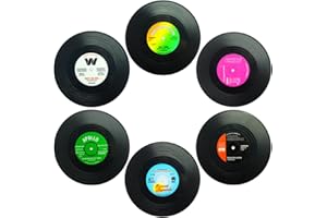 Senhai Set di 6 sottobicchieri, Retro Vinyl Record Tappetini tovagliette per Il Freddo Bevande Calde, Anti-Skid Tavolo Protection previene Lo Slittamento - 4.1"