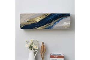 Hiseng Cubierta de Aire Acondicionado Montada en la Pared, Cubiertas Antipolvo Funda para Aire Acondicionado Interior, Todo Incluido Protector de Polvo Lavable (80 * 20 * 27(1P),Oro Azul)