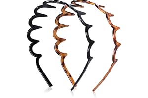 Yaqor Sicksackdiadem för Kvinnor, 2-pack - Vågigt Halkfritt Diadem med Tänder, Koreansk Stil och 90-tal, Svart och Sköldpadd