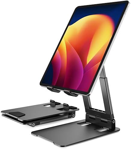 Tablet- & IPad-Ständer Aus Aluminium – Faltbar, Verstellbar, 4–13 Zoll, Silikonpolster, Für Schreiben, Zeichnen & Filme (Spacegrau)