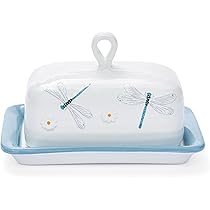 Burriera In Vetro Con Base In Legno E Coperchio - Contenitore Per Burro E Formaggio Da Piano Cucina - 4