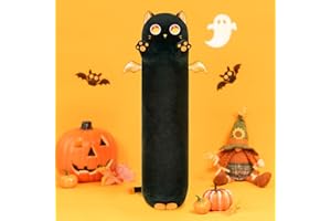 Mewaii 130CM Kawaii Peluche Chat Yeux Oranges Long Coussin Jouet Moelleux et Confortable Oreiller Chat en Peluche pour Les Enfants de 3 Ans et Plus