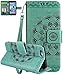 Produktbild iPhone 6 Hülle(4,7Zoll),Roreikes PU Leder Flip Wallet Cover in Book Style Stand Case Card Slot Leder TPU Innen Tasche Case Karteneinschub und Magnetverschluß Kratzfestes,3D Halbe Blume Design-grün