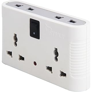 Syska SSK-MPS-0401 ABS 4 Way Power Plug (White and Grey)