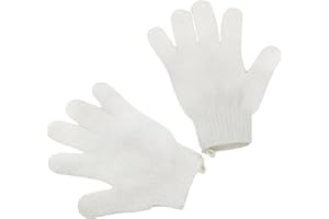 LAFEFE Peeling-Handschuhe, Bambus-Duschhandschuhe, Bade- und Körperpeeling-Handschuhe, entfernt eingewachsene Haare und abgestorbene Haut, für Dusche, Spa, Massage und abgestorbene Hautzellen, Luffa, Weiß, 2