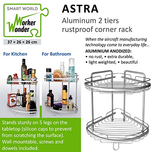 Wonder Worker Astra Duschecke 2 Etagen Eckregal Bad Aluminium eloxiert Wandmontage - 6
