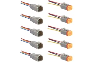 GTIWUNG Kit Connettori DT,5 Sets Connettore DT 4 Pin,Impermeabile Auto Connettore Elettrico DT 4 Pin Way Terminale Filo Connettore Spina Sigillato Maschio e Femmina,Connettori per Cavi Automobilistici
