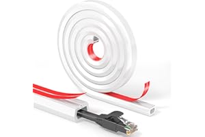 AOCII 2 meter One-Cord Channel,Self-Adhesive Cable Cord Cover,Soft PC Tv Cord Hider Cable Management System,Floor Cord Cover,Wire Cover Home Office, 15mm (W) x 10mm (H) x 2meter (L), White