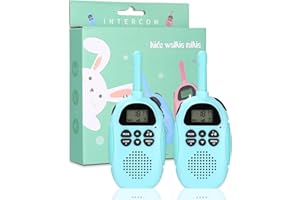 XESPIS 2 Pezzi Walkie Talkie Bambini,Ricaricabili,Ricetrasmittenti 22 Canali con LCD Retroilluminato Funzione VOX Blocco Tastiera Torcia, Regalo per Ragazze e Ragazzi di 3-12 Ann