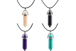 lafomukea Healing Crystal Necklace, Hexagonal Crystal Pendant, Crystals Pendant Necklace for Boy, Girl