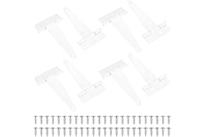 SIGULIKEJI 8 Pcs Charnières en T, Charniere Porte Lourde Blanche, 124mm Charnière à Penture Droite, Charnière Porte de Grange, Charnière Portail Bois en T, Charnières de Portes pour Jardin Placard Fenêtres