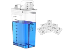 Anhow 2300ml Distributeur Lessive Liquide, Distributeur de Lessive avec Gobelet Doseur Distributeur pour Lessive Liquide Poudre à Laver - Transparent/Capacité D’échelle: 2000 ml