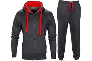 Parsa Fashions ® Mens Tracksuit Set Full Sleeve Fleece Zipper Hoodie Top Bottoms Jogging Joggers Gym CONTRAST And PLAIN - Available in PLUS SIZES (Small to 5XL)