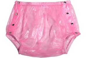 Haian Pantaloni di plastica a scatto per incontinenza per adulti (3XL, rosa trasparente)