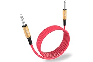 Augioth Guitar Cable 1Meter, Stage Electric Instrument Bass Cable AMP Cord 1/4 Straight to Straight Red
