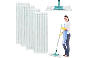 NEIVEINO 4 Pièces Serpillères de Rechange pour Leifheit Profi XL en Microfibre Kit,47x17cm pour Leifheit Profi Micro Duo XL Housses de Rechange, pour Tous Les Sols, Forte Décontamination