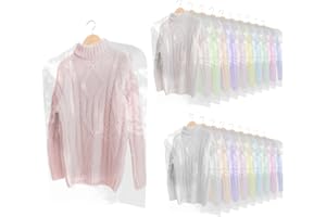 JJ PRIME JJOnlineStore - 20 Pcs Clear Garment Bags Moth Proof | Plastic Clothes Covers | Dry Cleaning Bags | Garment Bag | Waterproof Suit Covers for Men Women - 100 Gauge Thickness (60 x 100 CM)