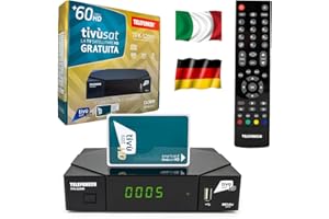 Telefunken TFKS2000 Original Tivusat HD Satelliten-Receiver inkl. aktivierter Tivùsat HD-Karte Full HD 1080p Vorinstalliert für deutsche & italienische TV SAT Sender 13°E & 19.2°E Sterndiscount
