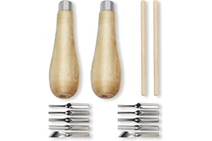 RFYTDCF 2 Linolschnitt Werkzeug Set, Linoleum Schnitzset mit 5 Klingen Holzschnitzwerkzeug Kit Handwerkliche Linoleum-Schnitzwerkzeuge für Ink Paint Block Stamping DIY-Schnitzerei