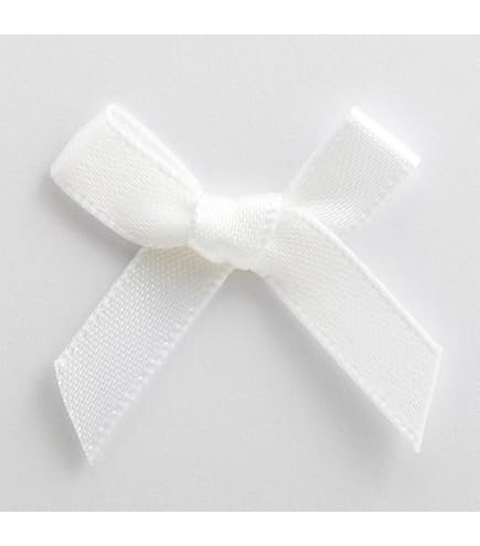 QUARKZMAN 100Pcs Mini Noeud En Ruban à Bordure Métallique 2.5cm Nœuds De Fleurs En Ruban De Satin Doux Pour Bricolage, Couture, Mariages, Fêtes D'anniversaire Bordure Argentée Blanche