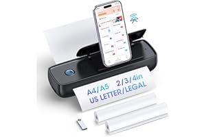 AIXIQEE Portable Printers Wireless for-travel, Inkless Printer Mini Bluetooth Small Printers for Home Use Support 8.5" X 11" US Letter Legal, A4, A5 Size, Compatible with iOS, Android (Available with stand)