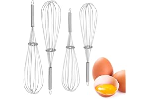TSLRSA 4Pcs Mini Fouet de Cuisine Batteur œufs - Mini Fouets de Cuisine en fil de fer,Mini Batteur à Oeufs,fouet à œufs en Acier Inoxydable pour Battre le mélange en Fouettant en Agitant