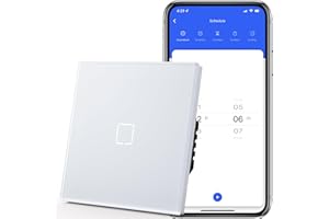 MVAVA Touch Lichtschalter Unterputz, Wlan Alexa Smart Lichtschalter Kompatibel mit Alexa/Google Home Work mit Tuya/Smart Life, Neutrale Leitung Benötigt 1 Fach 1 Weg, Glas