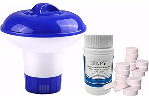 SINPY Chlorine Tablets for Hot Tub, 100g Chlorine Tablets for Swimming Pool with Floating Chlorine Tablets Dispenser for Swimming Pool Paddling Pool Spa Bathtubs