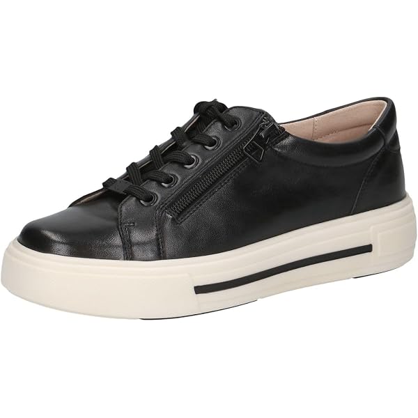 CAPRICE Damen Sneaker Aus Leder – Mit Reißverschluss, Flach, G-Weite, AIRMOTION-Technologie Für Komfort