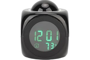 BEWINNER Budzik z projekcją, Budzik z Przezroczystym Wyświetlaczem LED i Projektorem na ścianie Sufitowej, ładowarka USB, Cyfrowy Zegar do Sypialni