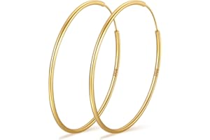 PABBEU Creolen 925 Silber für Damen - Dünne, Leichte, Große Hypoallergene Ohrringe 30/40/50/60mm