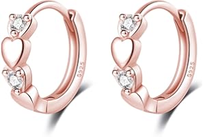 Reffeer 925 Sterling Silver CZ Heart Hoop Earrings for Women Teen Girls Earrings Huggie Cute Love Earrings