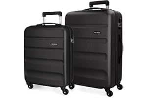 Roll Road Flex Set de Bagages Noir 55/65 cms Rigide ABS Serrure à combinaison 91L 4 roues Bagage à main